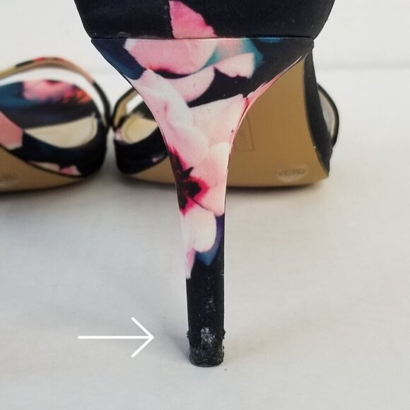 Vincent Camuto Feminine All Over Floral Print Jesta Heel Peep Toe Sandals Sz 7 - Picture 14 of 15